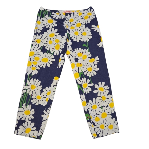 Lilly Pulitzer The Original Resort Fit Bright Navy Look Lady Daisy Capri Pants - Picture 3 of 13